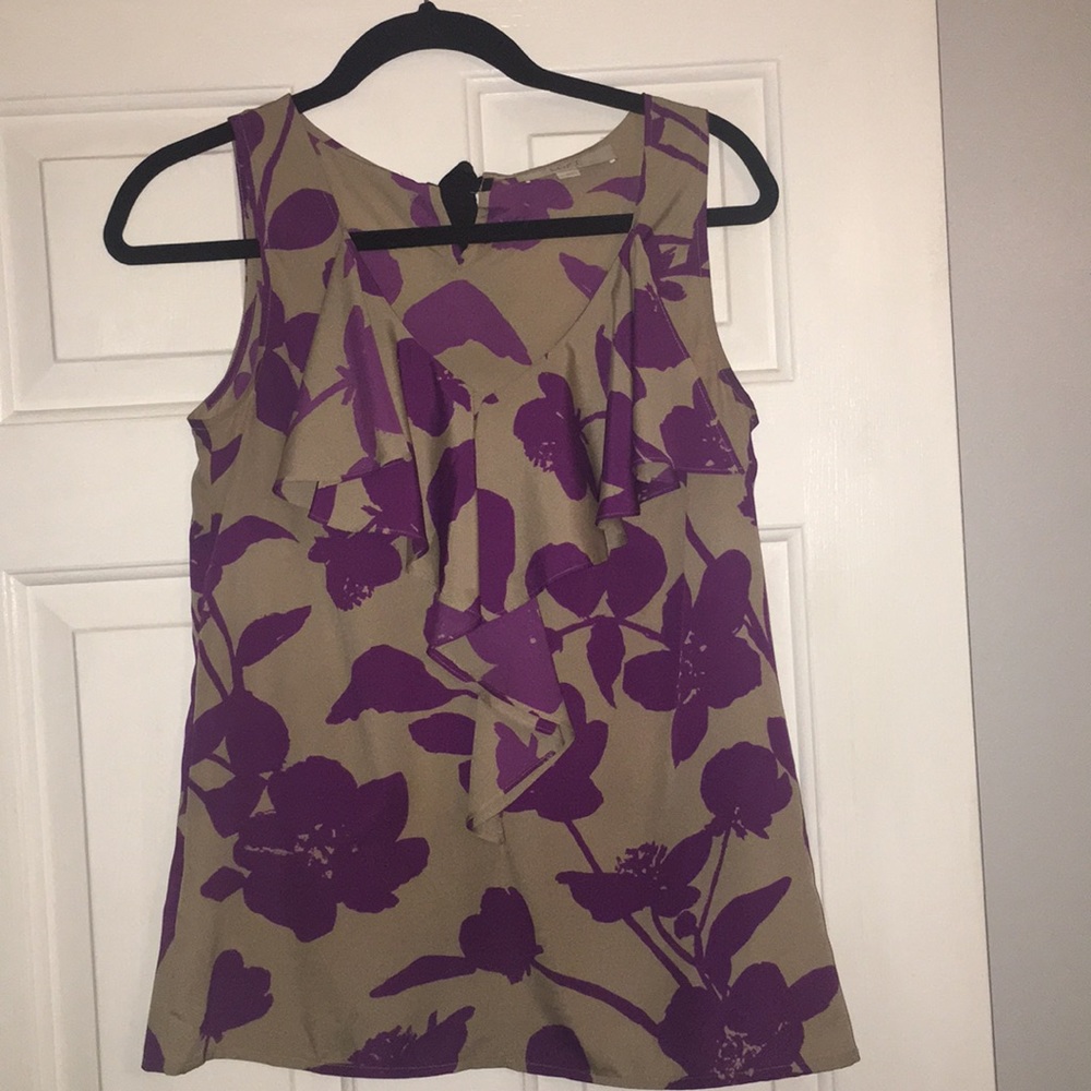 The Loft V-Neck ruffle tank. Size Small